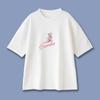 COR Women's White Embroidered Casual T-Shirt - Early Spring Loose Fit, Slim Short-Sleeved Knit with Lamb Design.
