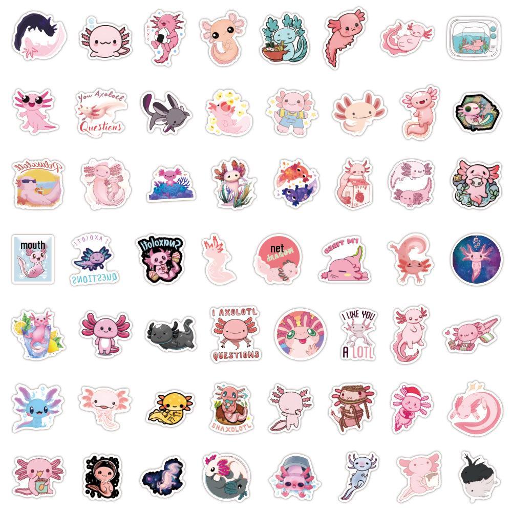 55 Милых Мультяшных Водонепроницаемых Наклеек Саламандр для Украшения