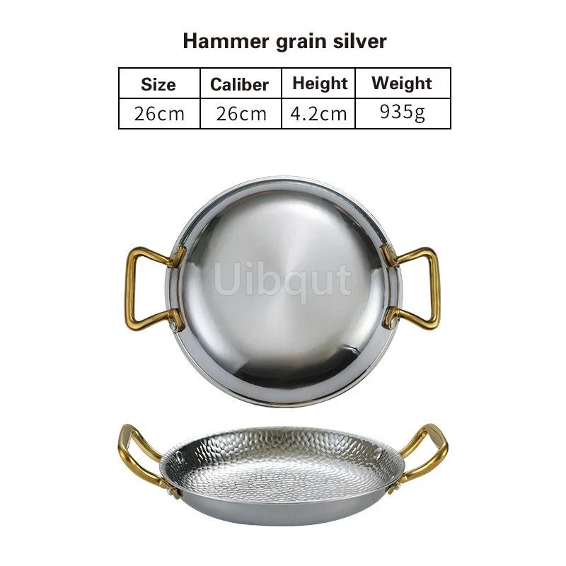 Commercial Crayfish Plate Flat Bottom Stewed Rice Pot Double Ear Frying Pan Hotpot 304 Stainless Steel Spanish Seafood Rice Pot