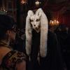 Nastavitelný elastický popruh Vlčí maska Vikingovská maska lebky, Čelenka s dlouhým kožušinovým uchem a střapcem pro Cosplay styl Párty, Halloween Vlkodlačí obličej s popruhem,