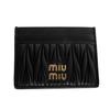 Miu Miu Matelassé Metal Logo Decorated Soft Lambskin Card Holder Women Accessories Black 5MC076-2FPP-F0002