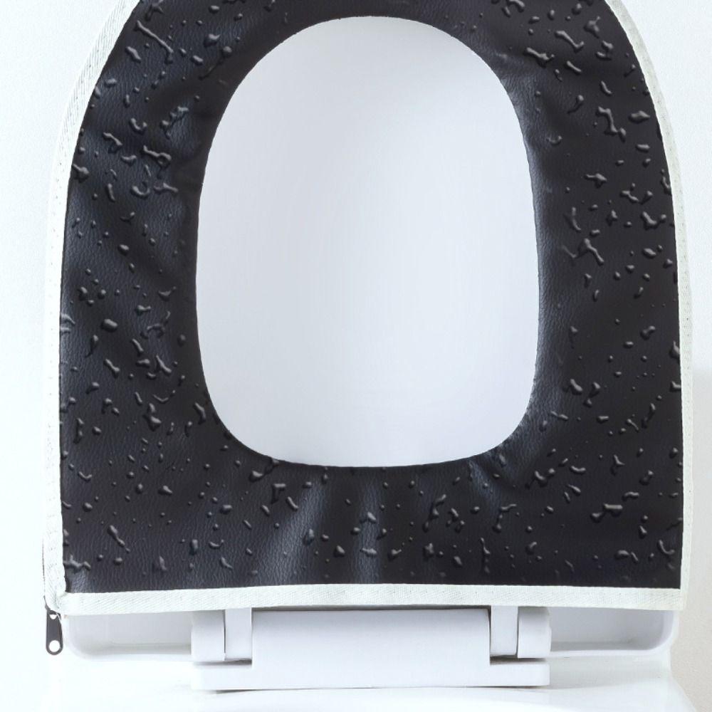 Thickened Toilet Seat Cover Warm Washable Toilet Lid Cushion Zipper Design with Handle Closestool Cover Pads Household Supplies