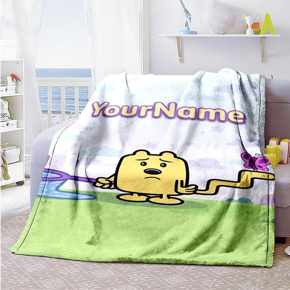 Wow! Wow! Wubbzy Customize Your Name Blanket Lightweight Personalized Blanket Comfortable for Bedding Living Room Picnics Livingroom