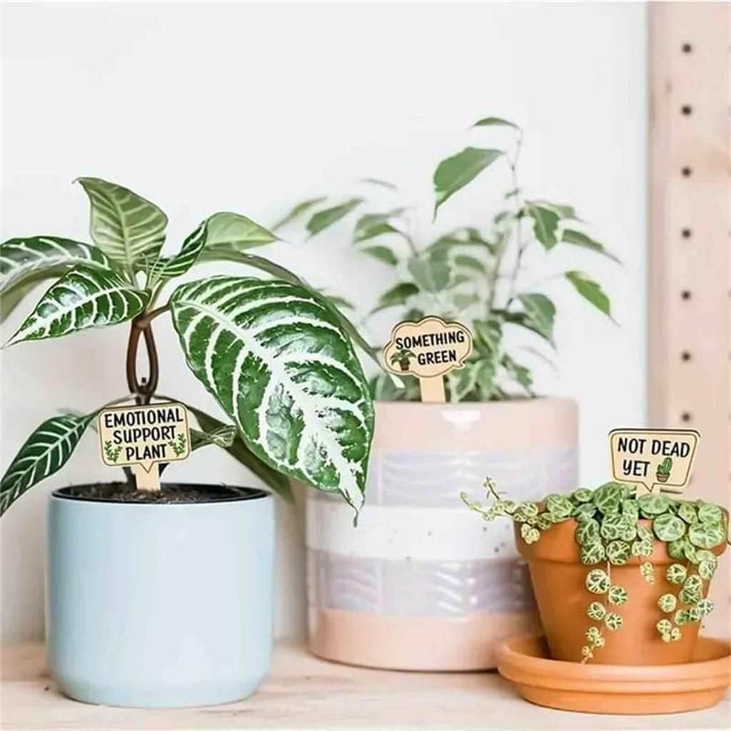 15 Wooden Plant Labels With Slogans, T-shaped Wooden Plant  Labels, Potted Garden Labels