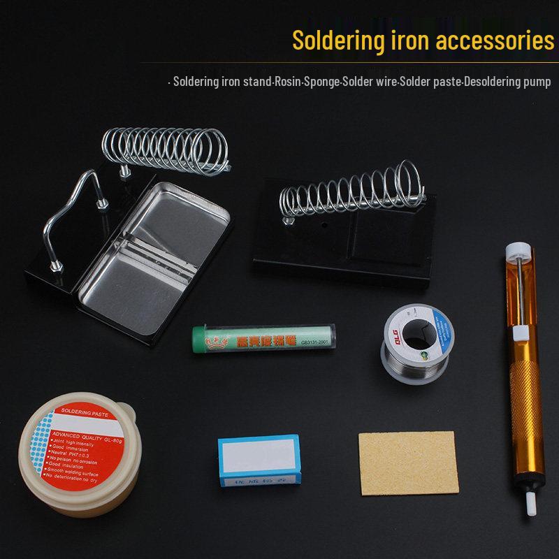 Soldering Tool Set: Stand, Rosin, High-Temp Sponge, Paste & Wire