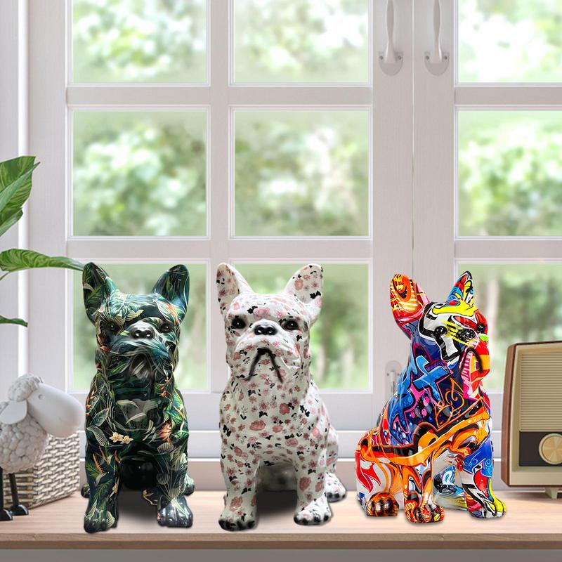 Colorful Dog Statue French Bulldog Home Decorations The Nordical Graffiti Animal Statue Decorative Figurines Gift For Dog Lovers