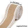 1 Rol 2M×5cm Natuurlijk Jute Linnen Lint, Rustiek Vintage Linnen Kantrand voor Bruiloftsdecoratie, Kerstfeest & Knutselbenodigdheden