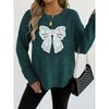 Autumn Winter New Round Neck Pullover Top Base Shirt Embroidered Lace Butterfly Patchwork Knitted Sweater