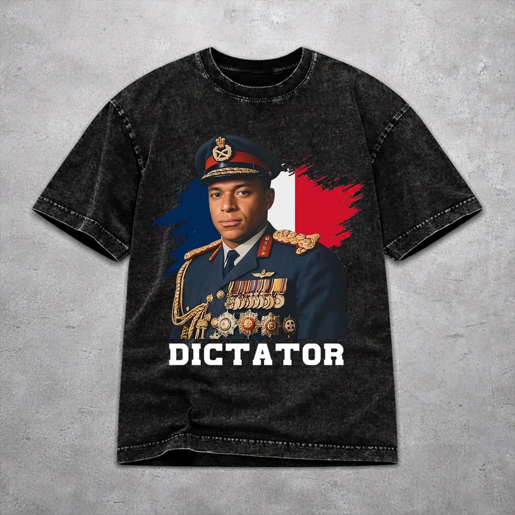 Km Mbappes Dictador Meme Gewaschenes T-Shirt Neuheit Harajuku Herren Damen HipHop T-Shirts Kurzarm