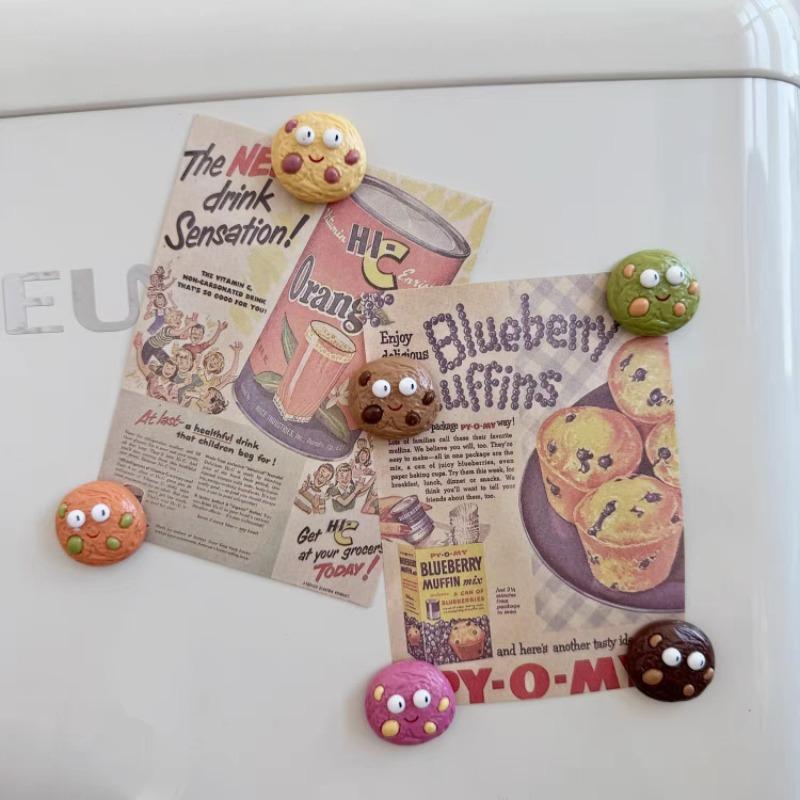 6pcs Personalized and Fun Biscuit Refrigerator Magnets Cute Creative Fridge Photo Message Magnet Decorative