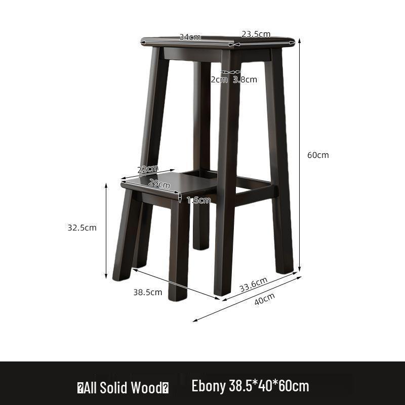 Retro Solid Wood Foldable Step Stool - Multi-functional Indoor Ladder & High Stool