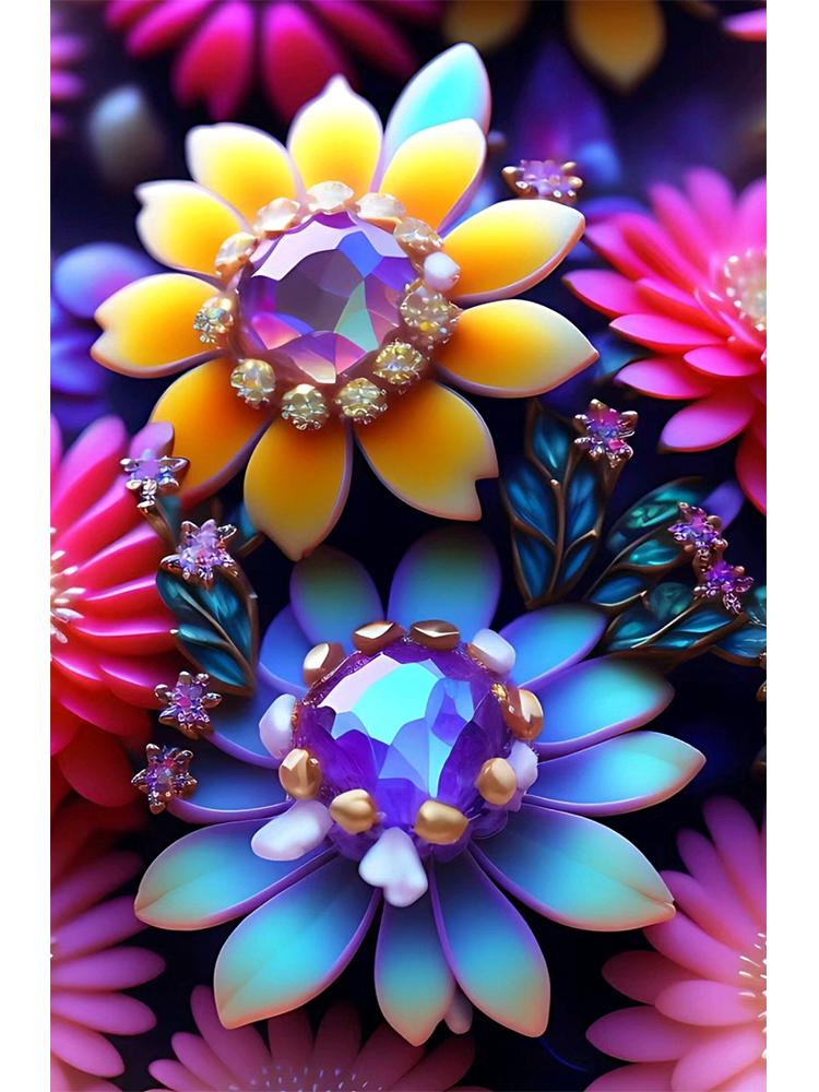 

5D DIY Алмазная картина Набор красочных драгоценных камней Цветок 3D Алмазная вышивка Цветок Вышивка крестом Мозаика Искусство Домашнее украшение Full Round 20x30CM