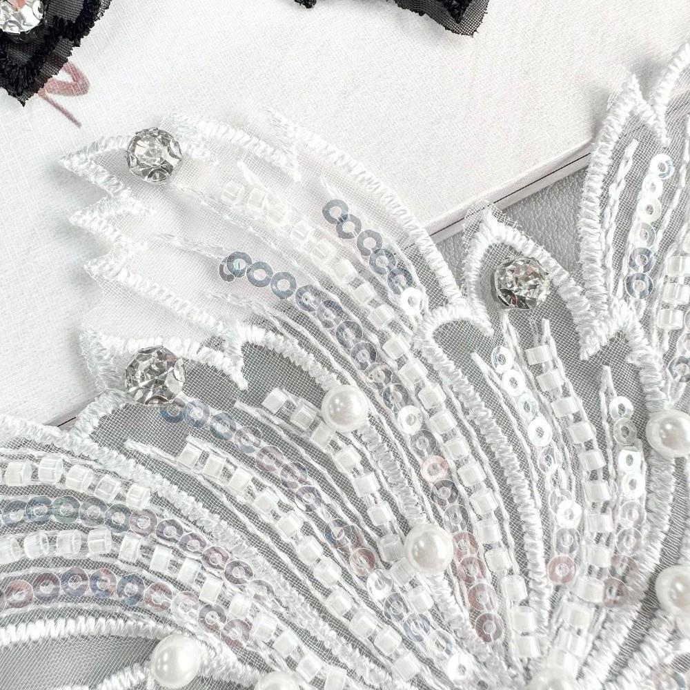 Beaded Organza Clothing Fabric Patches Colorful Flower Embroidery Patch Dress