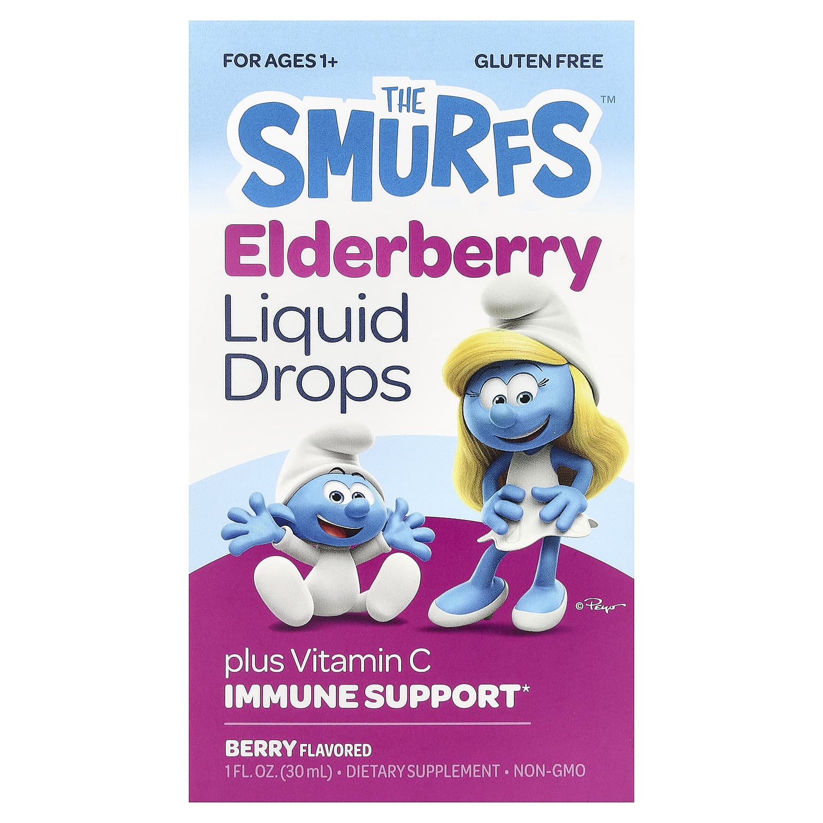 

The Smurfs, Elderberry Liquid Drops, Ages 1+, Berry Flavor, 30ml (1 fl oz)