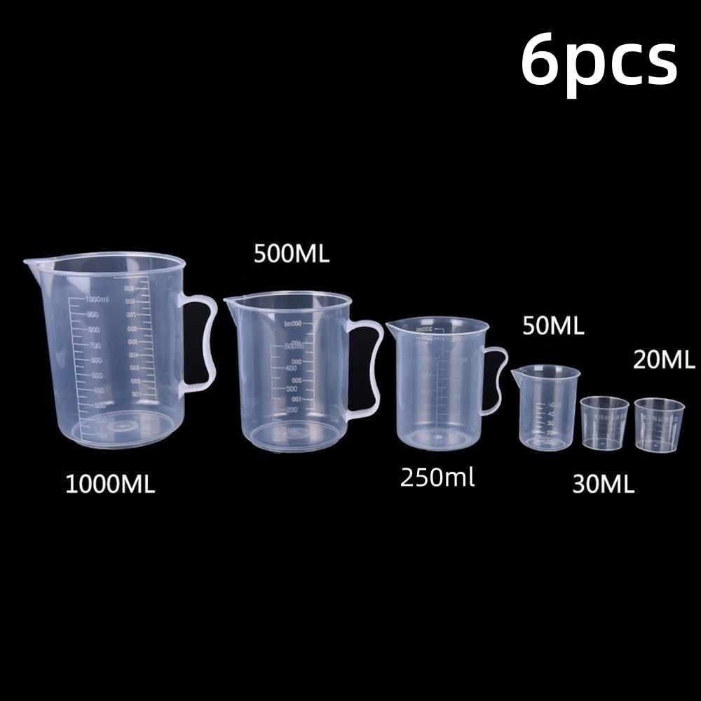 

6 шт./компл., прозрачный пластиковый мерный стаканчик для выпечки, стакан для измерения жидкости, контейнер JugCup 6-pcs