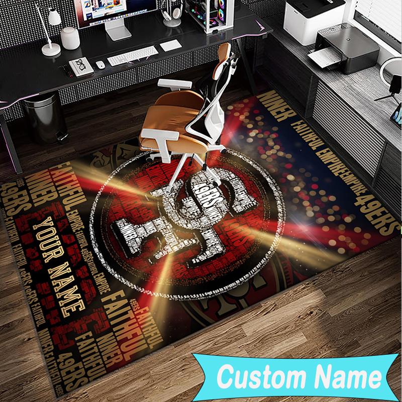 Benutzerdefinierter Teppich San Francisco Football Bereichsteppich Geeignet für Innen und Außen, Teppiche für Häuser, Büros, Wohnzimmer, Heimdekoration, Weihnachtsgeschenk