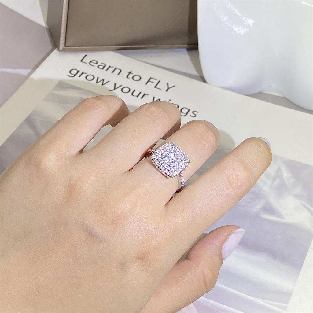 Big Bling Sparkling Geometry White Zircon Ring, Wedding Bridal Ring, Anniversary Party Jewelry, Valentine's Gift, Ladies Jewelry, Halloween Gift
