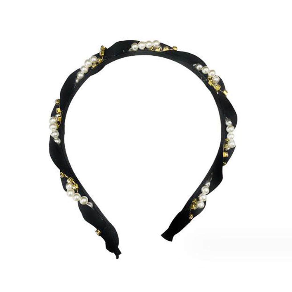 PROLY New Fashion Women Hairband Fresh Rhinestone Pearls Headband Classic Braided Headwear Adult Hair Accessories