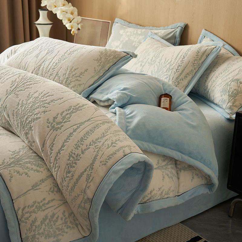 G5Z High Gram Milk Velvet Duvet Cover Set - Single Piece, Autumn/Winter, Thick & Warm with Pillow Covers.