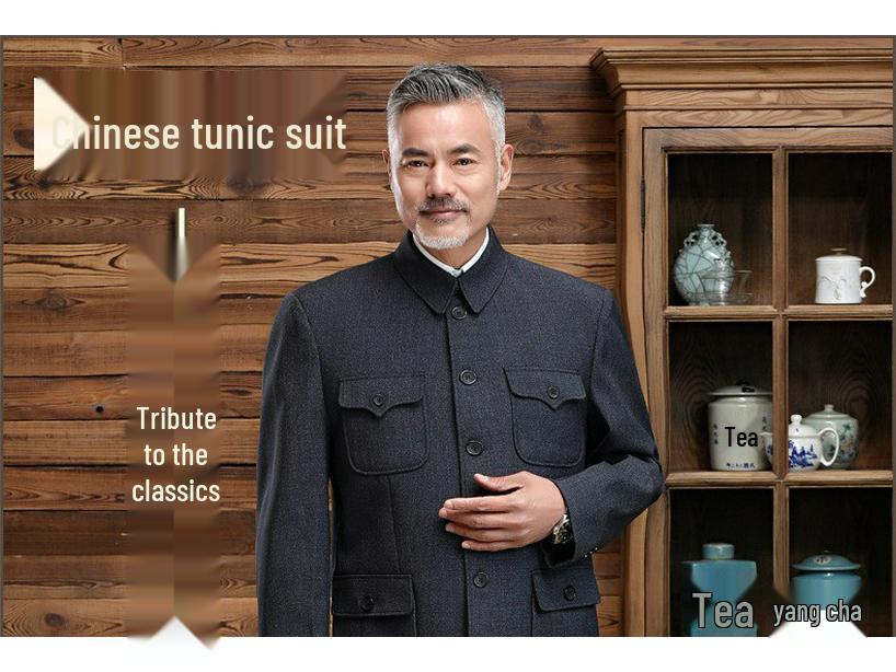 Completo Giacca Zhongshan con Velluto Taglie Forti - Abito Tang Stile Cinese da Uomo per Primavera e Autunno