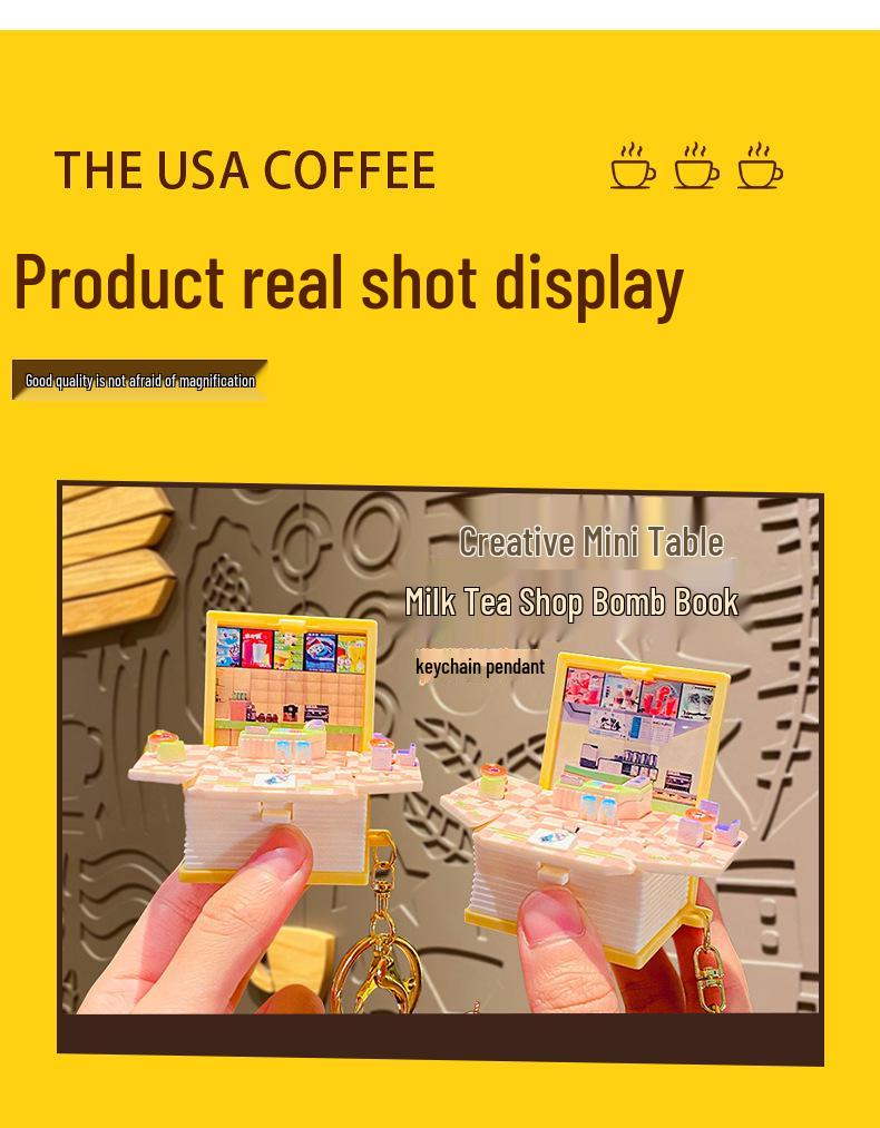 Cartoon Milk Tea Shop Keychain: Cute Couple Backpack Pendant & Creative Ornament Gift