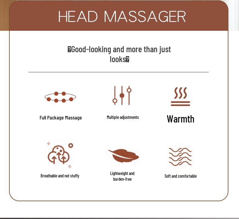 Electric Headband Massager with Kneading, Hot Compress, and Pulse Air Pressure for Sleep Aid