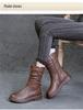 2024 Women's British Style Flat-Sole Velvet Mid-Length Martin Boots for Autumn and Winter