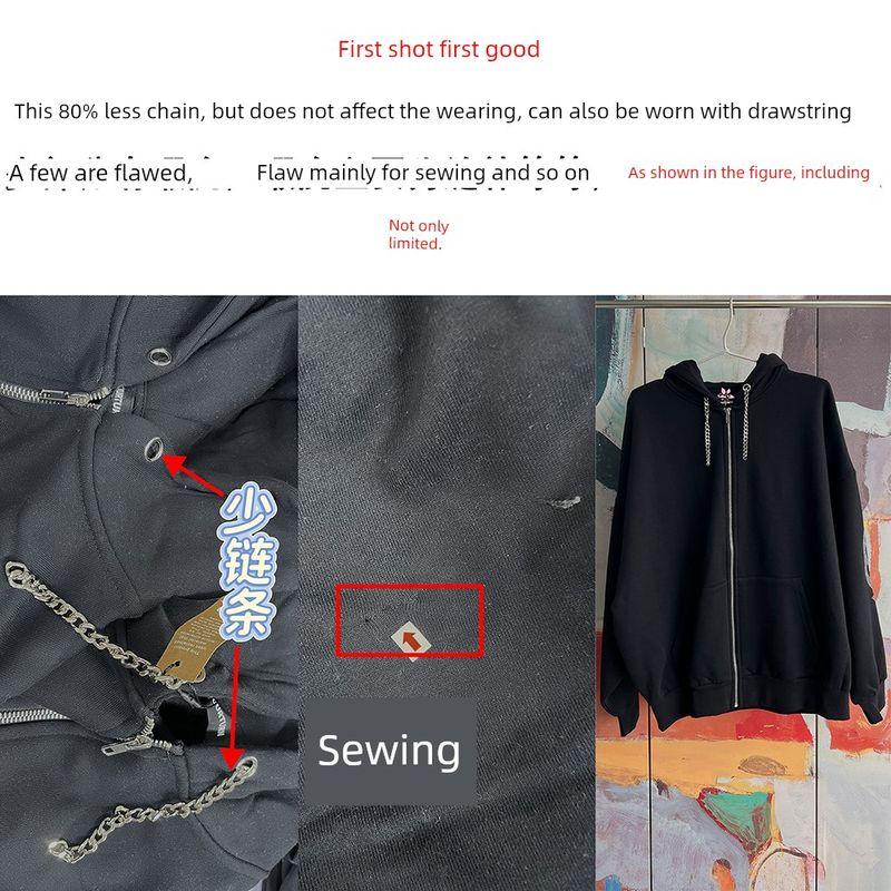 

Foreign Trade Original Order You * R Trun Men s and Women s Same Style Wings Flash Diamond Casual Hood Fleece-lined Zip-up Hoodie 1662 Black M