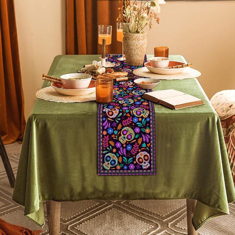 Mexican Skull Tablecloths Rustic Linen Table Cloth Mexican Theme Party Supplies Day Of The Dead Altar Decorations For Festival