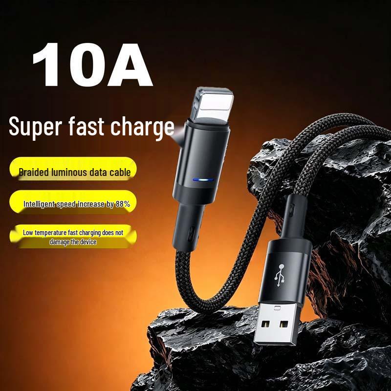 LED Data Cable with USB-C Fast Charging for Huawei, OPPO, Xiaomi, Android, Apple, and Car Chargers