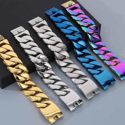 Heavy Chunky 31MM Width Curb Cuban Link Chain Man Bracelet For Men Jewelry Solid Matte Stainless Steel Men's Bracelets 5 Color