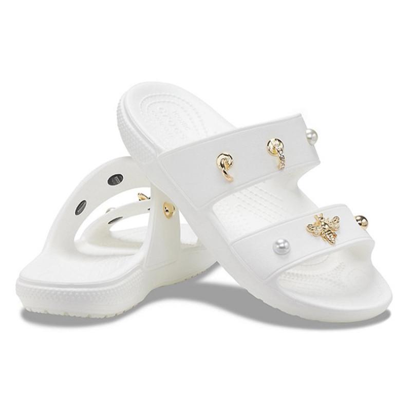 Crocs Soft Sole Comfortable Outdoor One-Heel Slippers Women's White