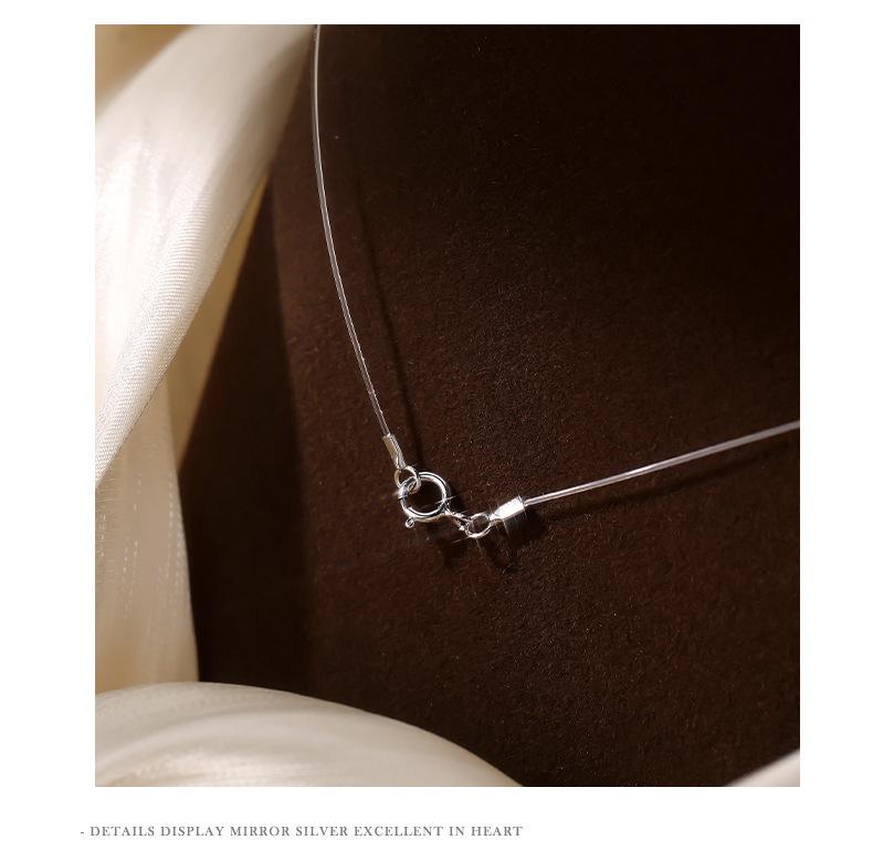 S925 Mermaid's Tears Necklace: Elegant Zircon Pendant on Invisible Fishing Line with Simple Luxury Clavicle Chain for Women