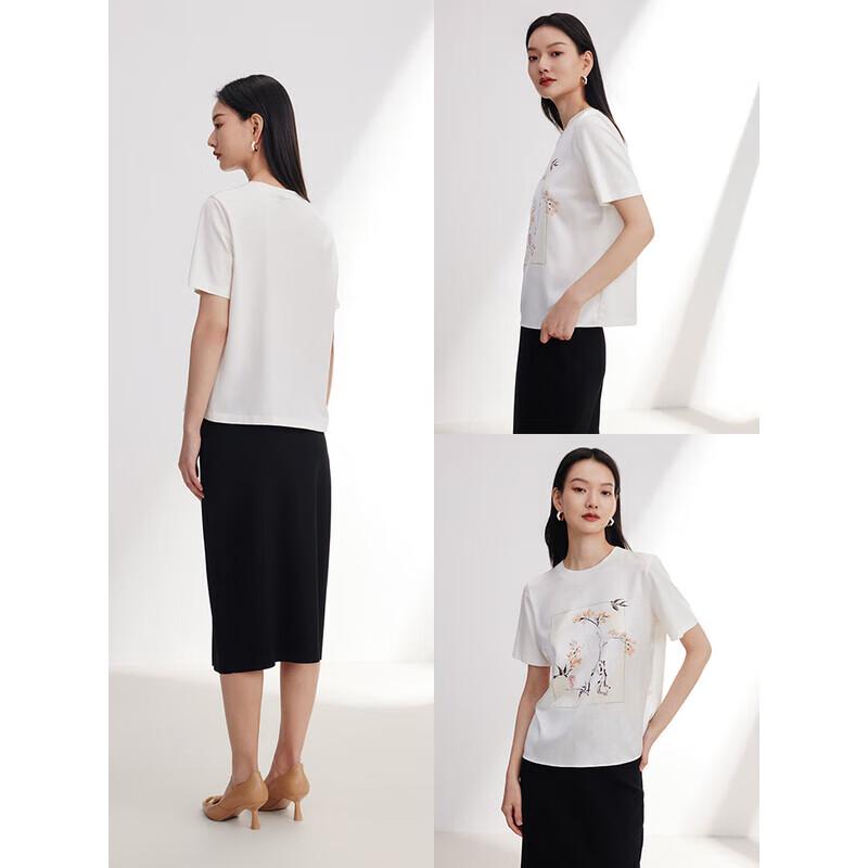 EP YAYING Women s Silk Blend Elegant Print Short Sleeve T-Shirt XL/5