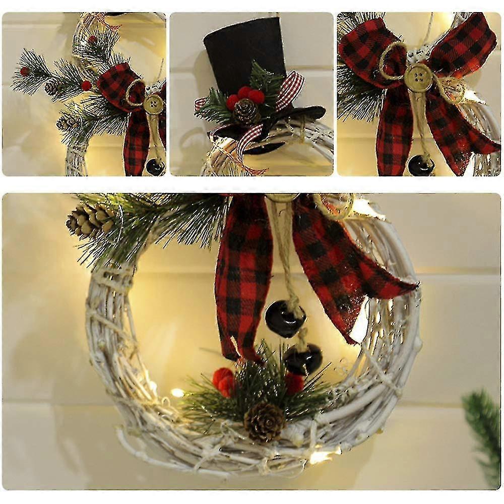 2PCS Christmas Snowman Garland Christmas Hanging Decoration LED Fairy Lights Party Favours Garland Black + Red - DD01