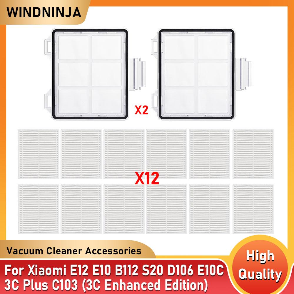 Filter Replacement For Xiaomi E12 E10 B112 S20 D106 E10C 3C Plus C103 3C Enhanced Primary Filter HEPA Filter Robot Vacuum Part