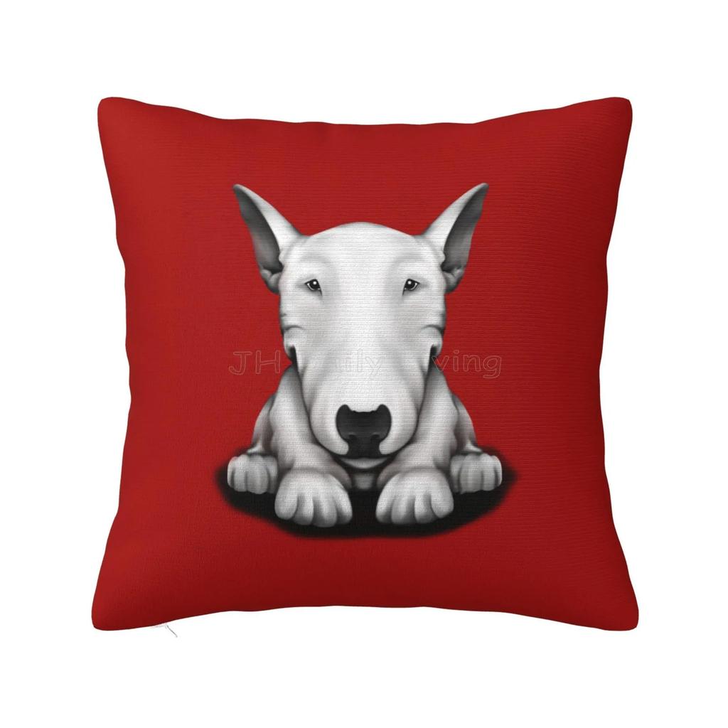 English Bull Terrier Hund Liebe Kissenbezug Kissenhülle für Sofa Lustige Tier-Wurfdecke Kissenbezug Wohnzimmer Schlafzimmer Dekoration