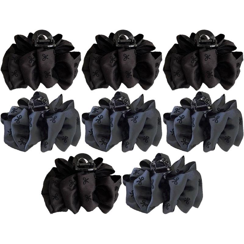 New Temperament Bow Hair Clip Women's Black Satin Shark Clip Fashion Hair Accessories