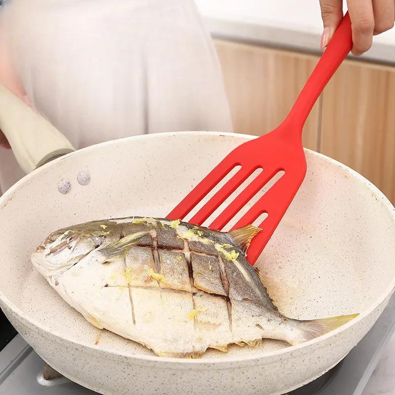 1Pcs Egg Fish Frying Pan Spatula Scoop Fried Shovel Silicone Turners Cooking Utensils Kitchen Tools Cooking Accessories Gadgets