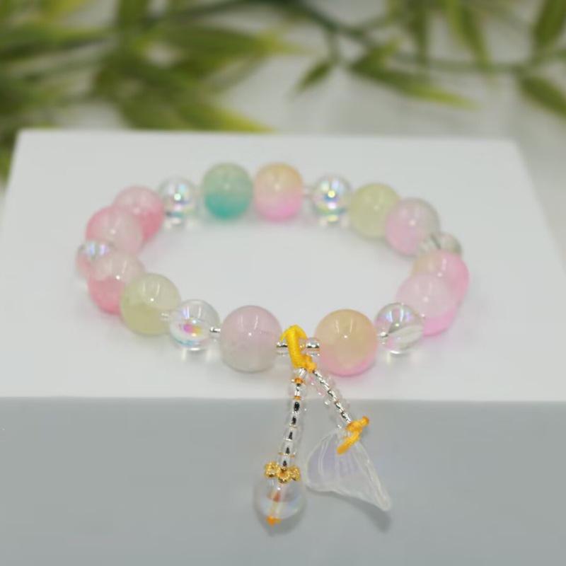 Braccialetto in Vetro Sette Colori a Coda di Pesce con Cristallo Imitazione Scatola Regalo per Ragazze