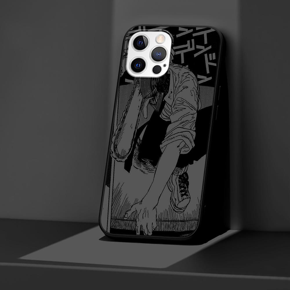 Pouzdro Chainsaw Man Anime pro Apple iPhone 14 11 13 Mini 12 Pro Max XR 7 8 + SE 2020 XS 6 6s Plus 5 5s Černý silikonový kryt na telefon