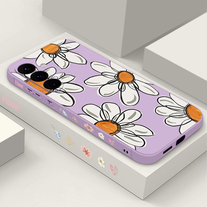 Cartoon Sunflower Lanyard Case For Samsung Galaxy S25 S24 Ultra S23 S22 Plus S21 S20 FE A34 A54 A15 A35 A55 A16 A36 A56 5G Capa