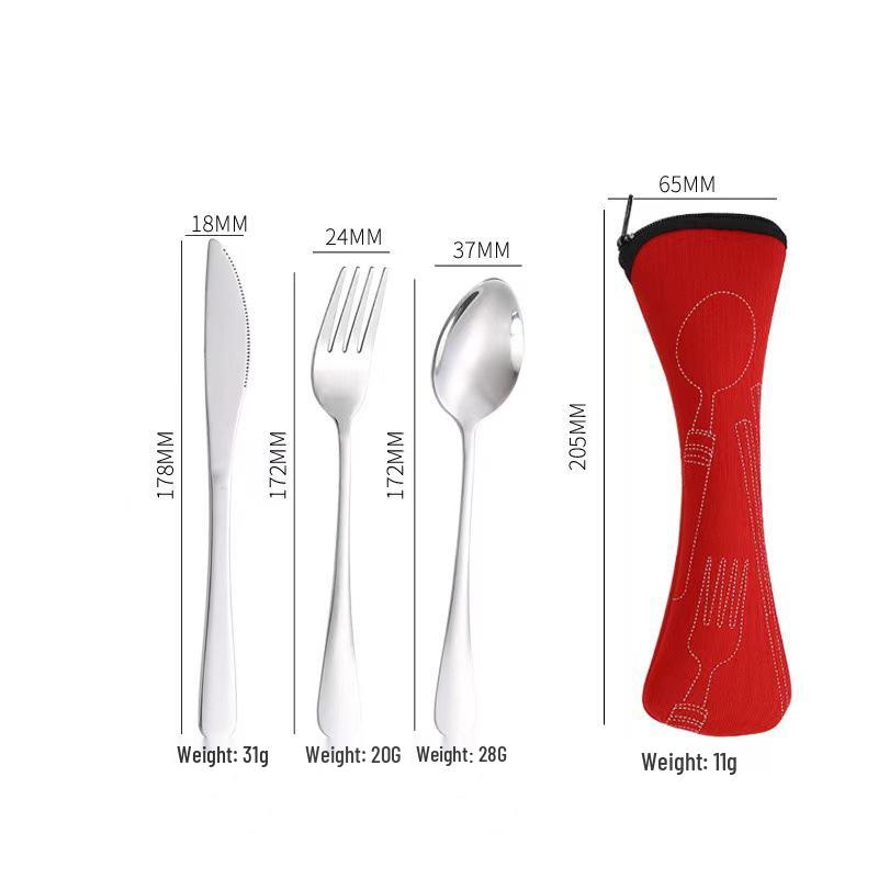 Stainless Steel Cutlery Set: Knife, Fork, Spoon & Chopsticks - Portable 4-Piece Set for Students, Travel, & Gifts