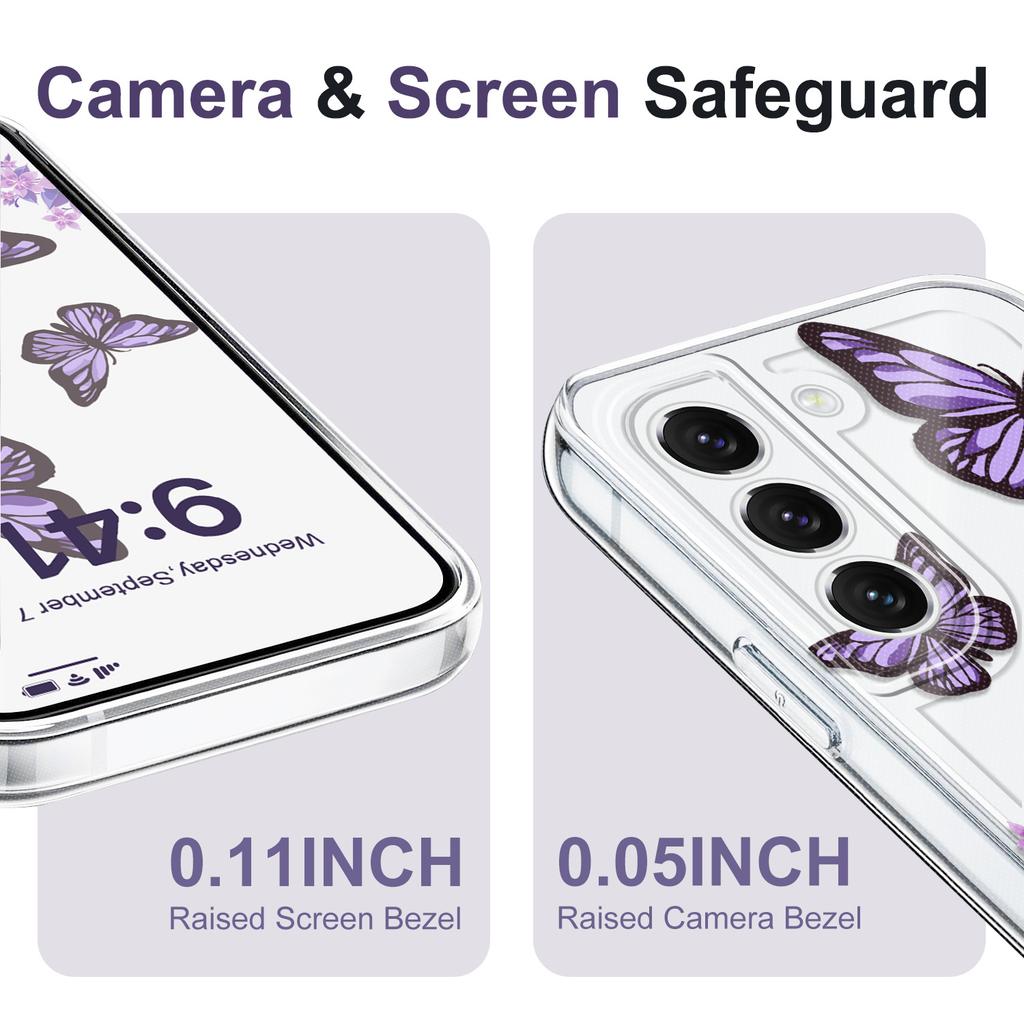 Sky Butterfly Transparent Phone Case For Samsung Galaxy S22 S21 S20 FE Plus Ultra Soft TPU Cover