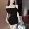 Sexy Woman's Waist Dress, Diagonal Collar, Off-the-shoulder Ruffle Edge, Be Careful, Tight and Thin, Hip-wrapped Skirt