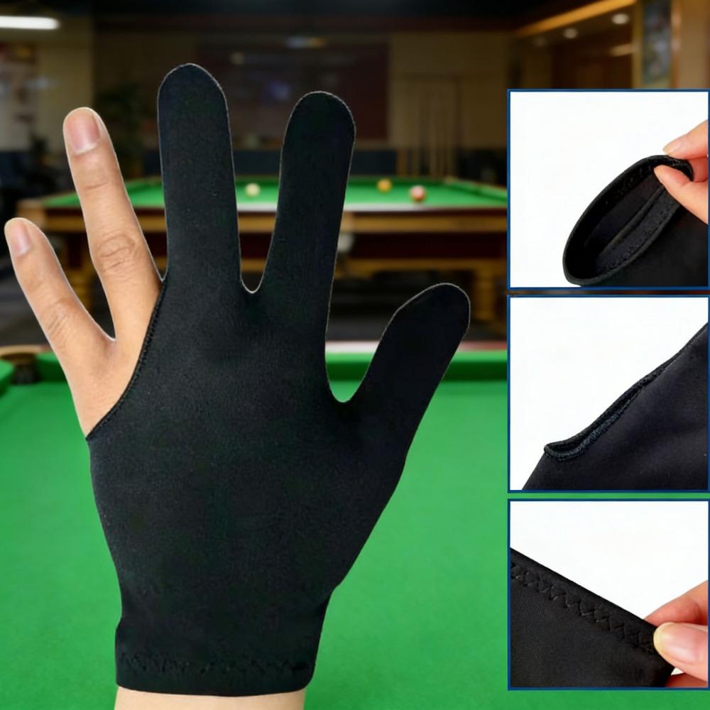 Breathable Open Finger Billiard Gloves Soft Lightweight for Snooker Pool Training