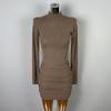 Dongdaemun Elegant Pleated Bodycon Long-Sleeve Dress - Sexy Slim-Fit for Women