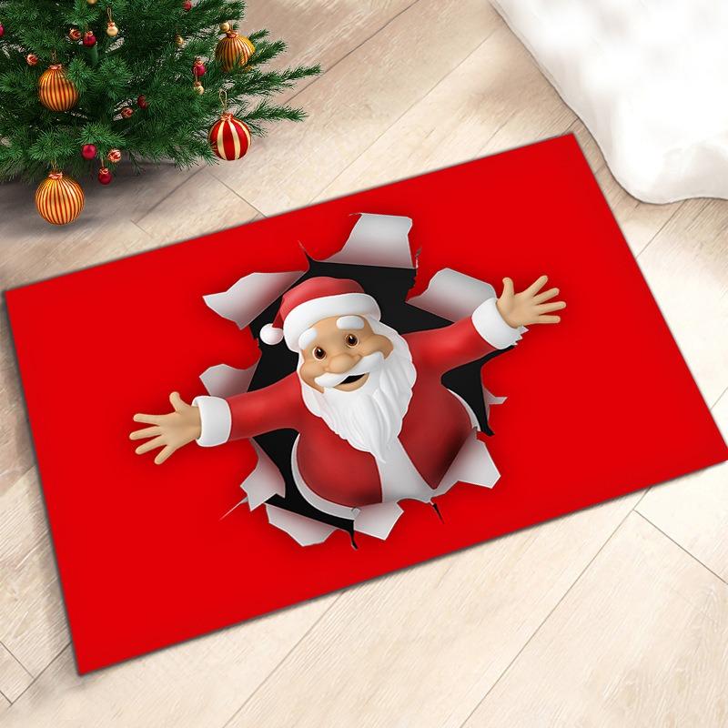 Christmas element Printing Doormat Non-Slip Entrance Rug Merry Christmas for Home Decor Living Room Doorway Indoor Outdoor Use