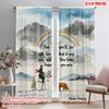 2pcs 2D Flat Printing Window Drapes Horse Fox Rainbow Inspirational Quote Polyester Fabric Without Electricity Festive Holiday
