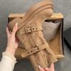 Fashion Women's Long Boots Fashion Platform Height Increasing Outdoor Knight Boots  Spring Autumn New Retro Belt Buckle Women Shoes